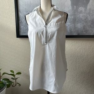 Athleta White Uptown Collared Tank Shel Top Size XS